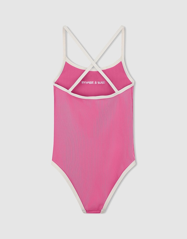 Zulu & Zephyr Mini - Mini Stripe Rib Logo One Piece - Kids