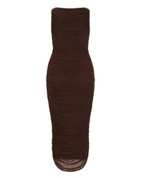 City Chic - Plus sizeHalo Ruched Midi Dress - cocoa