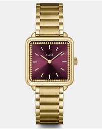 Cluse - La Tétragone Watch Steel, Wine stones, Gold Colour