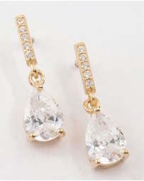 Lovisa - Gold Plated Sterling Silver Teardrop Cubic Zirconia Drop Earrings