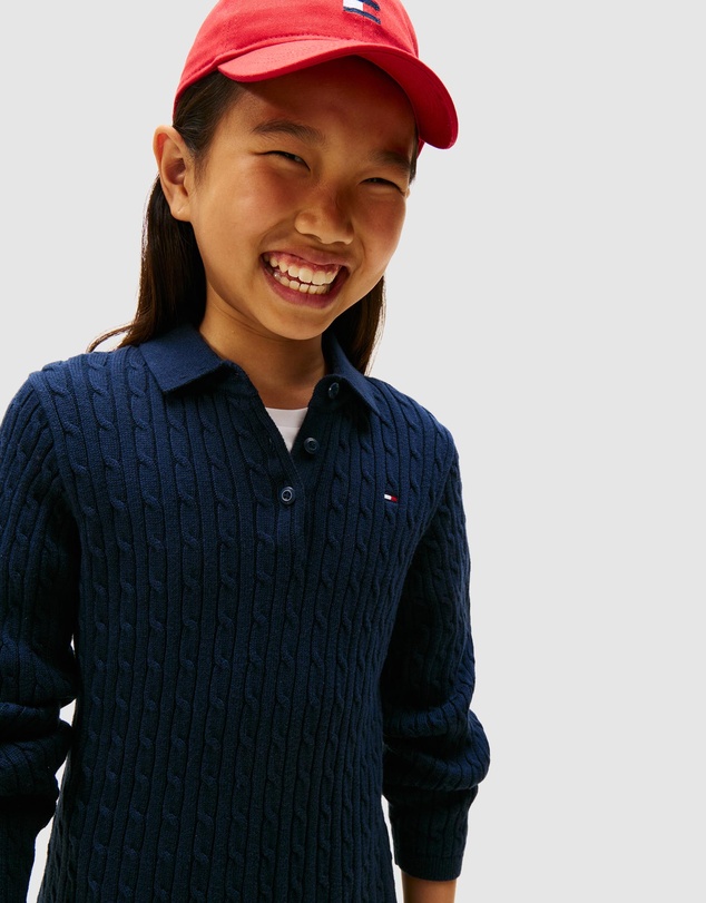 Tommy Hilfiger - Cable Knit Polo Collar Jumper Dress - Kids