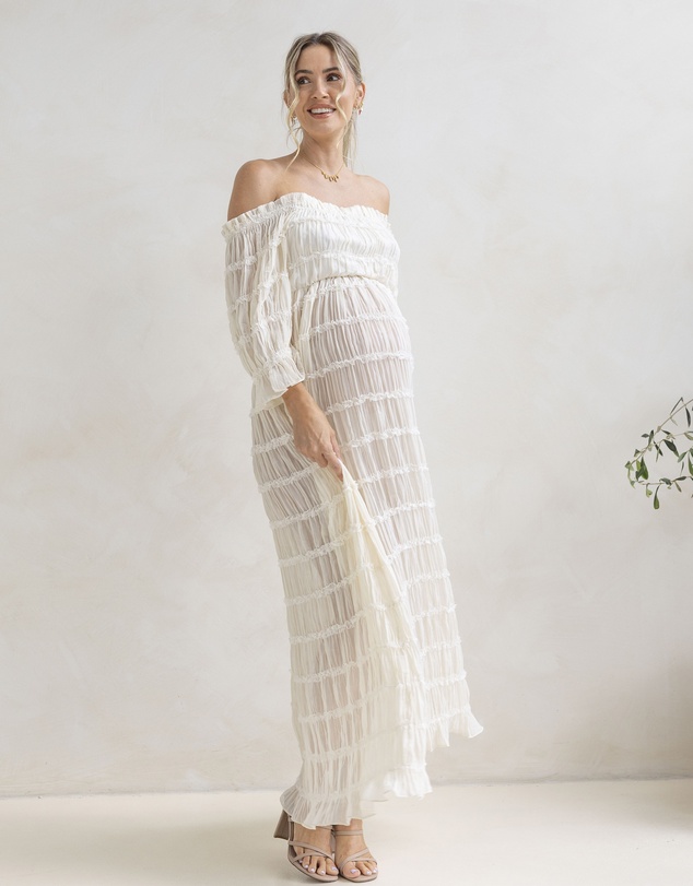 Angel Maternity - Marianna Sheer Maternity Photoshoot Dress in White