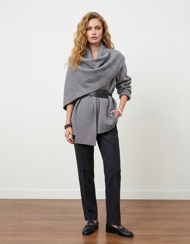 Mossée - Laila Draped Scarf-Collar Cardigan