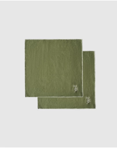 Black Blaze - Embroidered Linen Napkin Set