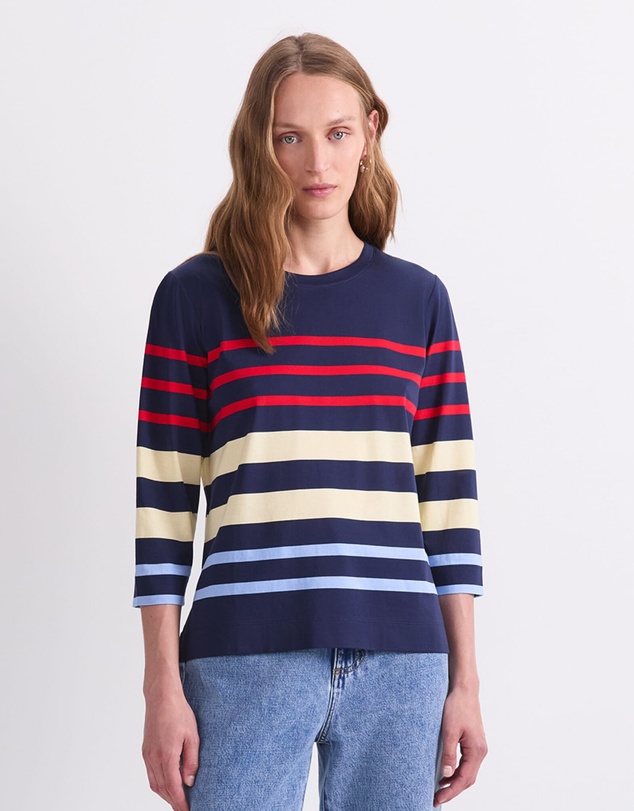 Sportscraft - Multi Stripe Half Sleeve Mercerised Tee