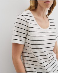 Country Road - Organically Grown Linen Stripe Scoop Neck T-shirt