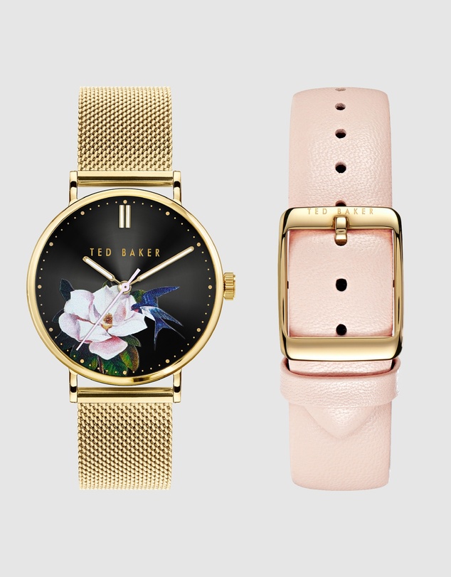 Ted Baker - Phylipa Floral Gold-Tone Watch and Strap Gift Set