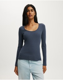 Cotton On - Scoop Neck Rib Long Sleeve