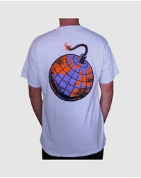 KFD - Kfd Boom Men Logo Cotton Tshirt Relaxed Fit Crew Neck Grey/Orange