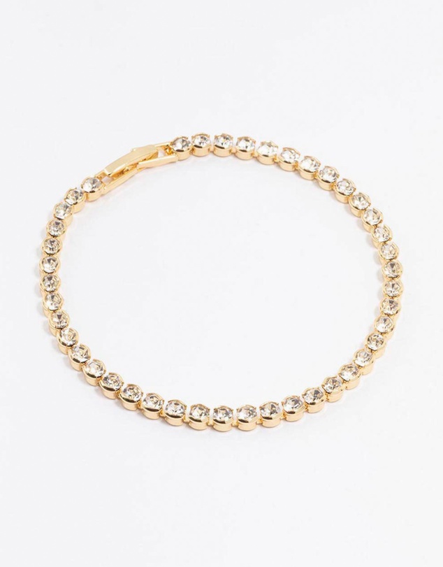 Lovisa - Gold Plated Round Diamante Tennis Bracelet