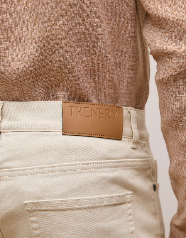 Trenery - Cotton Garment Dyed Twill Pant in Stone