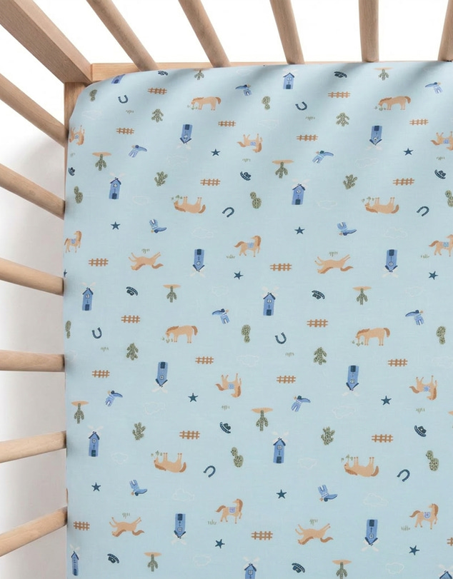 Kynd Baby - Fitted Cot Sheet in Country Blue