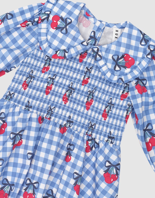 Huxbaby - Cherry Gingham Shirred Dress - Babies-Kids