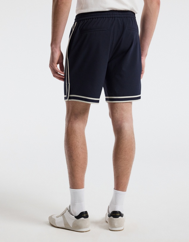 Calibre - Stripe Trim Textured Shorts Navy