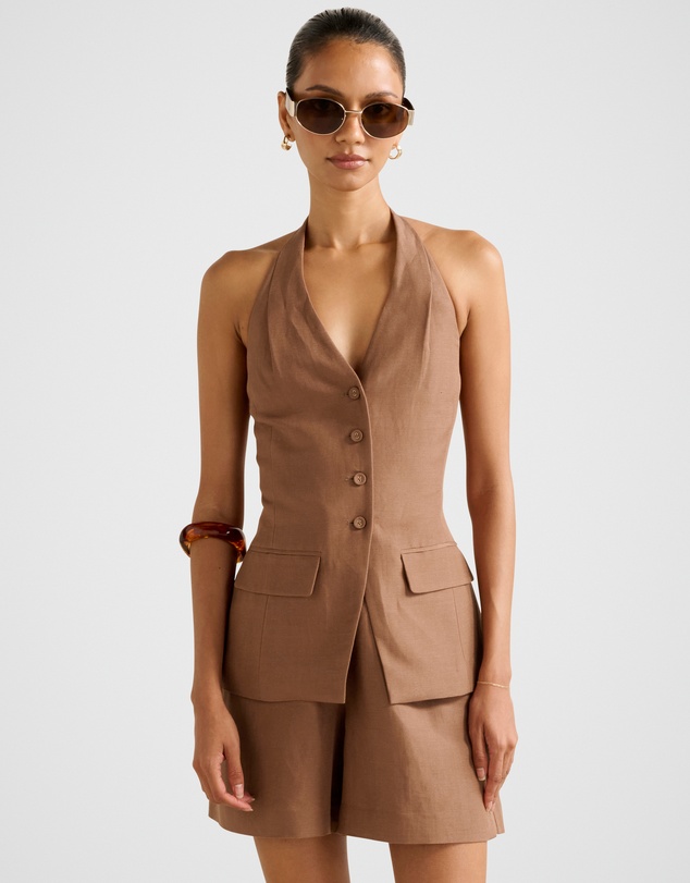 Forever New Petite - Saxon Petite Halter Neck Waistcoat