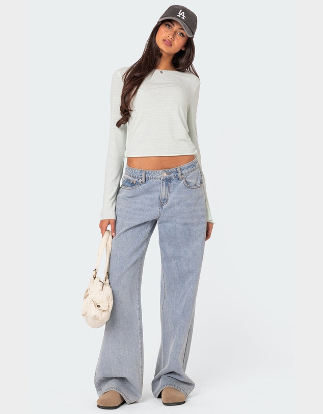 EDIKTED - Maddison Pointelle Long Sleeve T Shirt
