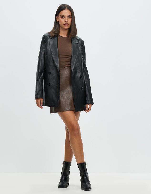 Atmos&Here - Kendal Double Breasted PU Blazer