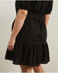 Atmos&Here Curvy - Bailey Button Front Linen Blend Mini Dress