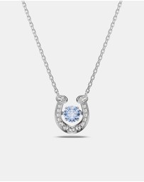 Swarovski - Symbolica Pendant, Round Cut, Pav, Horseshoe, Blue, Rhodium Plated
