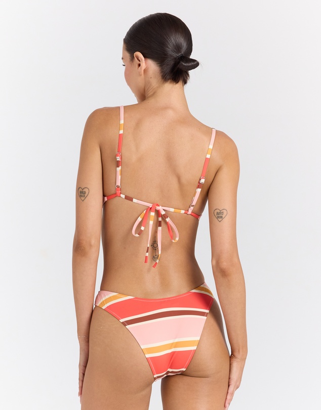 Poolside Paradiso - Calypso Scoop Bralette Tie Bikini Top - Sunset