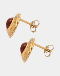 Haze & Glory - ICONIC EXCLUSIVE - Earrings Heart Red Onyx 925 Sterling Silver Gold Plated