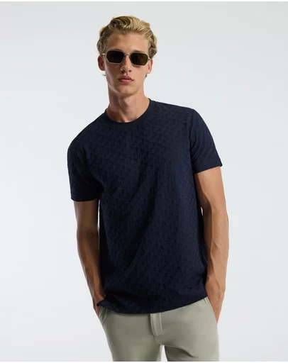 Calibre - Monogram Jacquard T-shirt Navy
