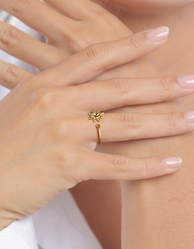 Elli Jewelry - Sunburst Ring in Gold-Plated 925 Sterling Silver