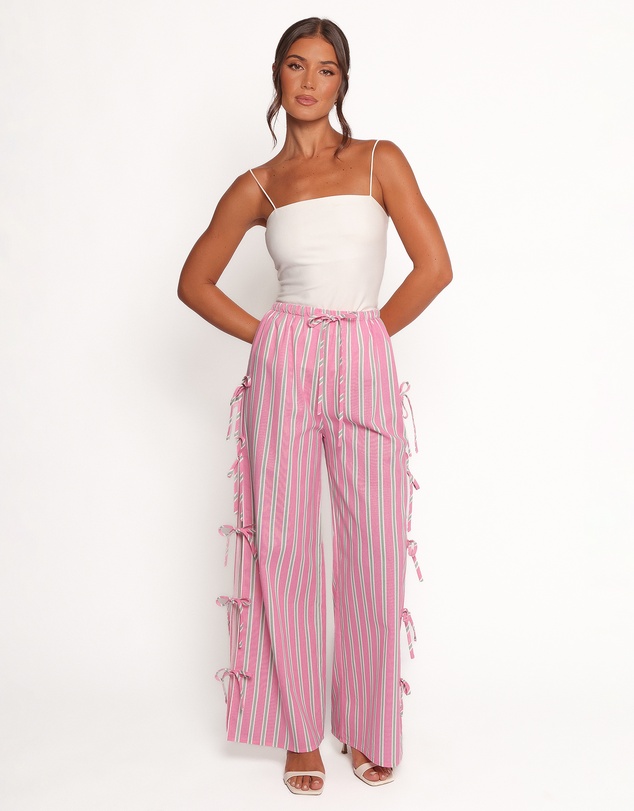 Petal & Pup - Ashton Tie Detail Pant - Pink Green Stripe