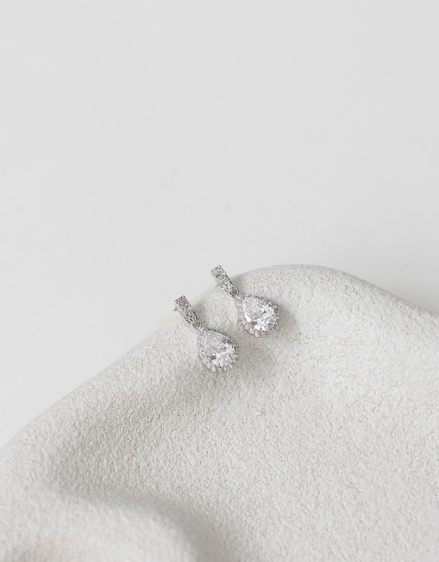 The White Collection - Melissa - Crystal Silver Bridal Earrings