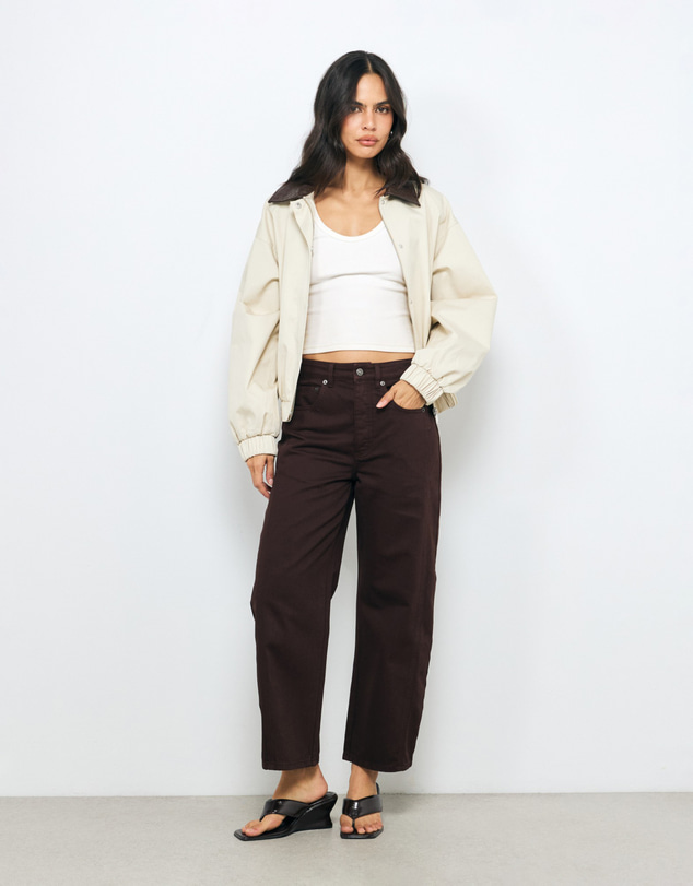 Revibe - Repaired AERE Mid Rise Barrel Leg Jeans - AU 8