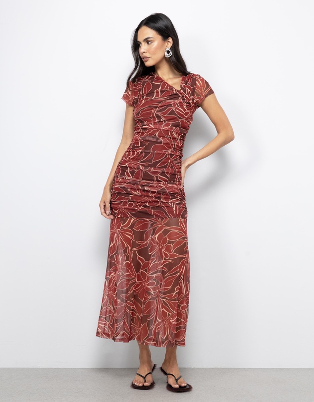 AERE - Polina Mesh Midi Dress
