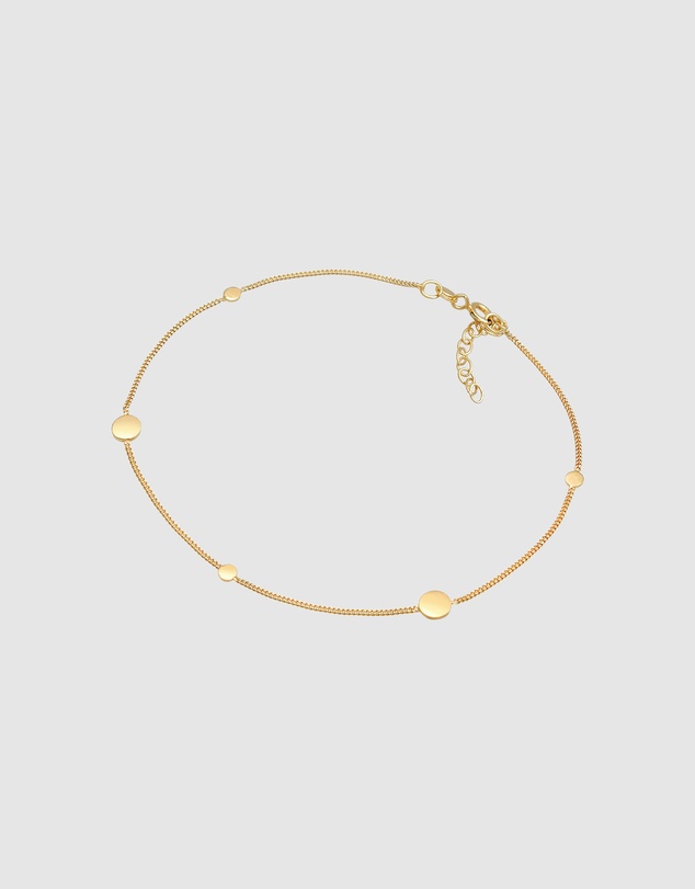 Elli Jewelry - Anklet Coin Trend Timeless Adjustable in 925 Sterling Silver Gold Plated