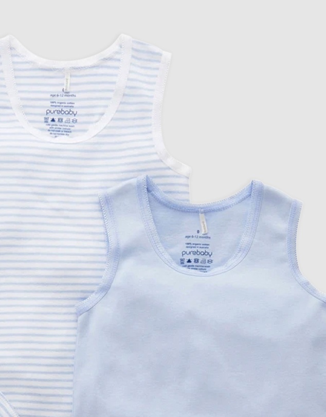 Purebaby - Rib Bodysuit 2 pack-Babies
