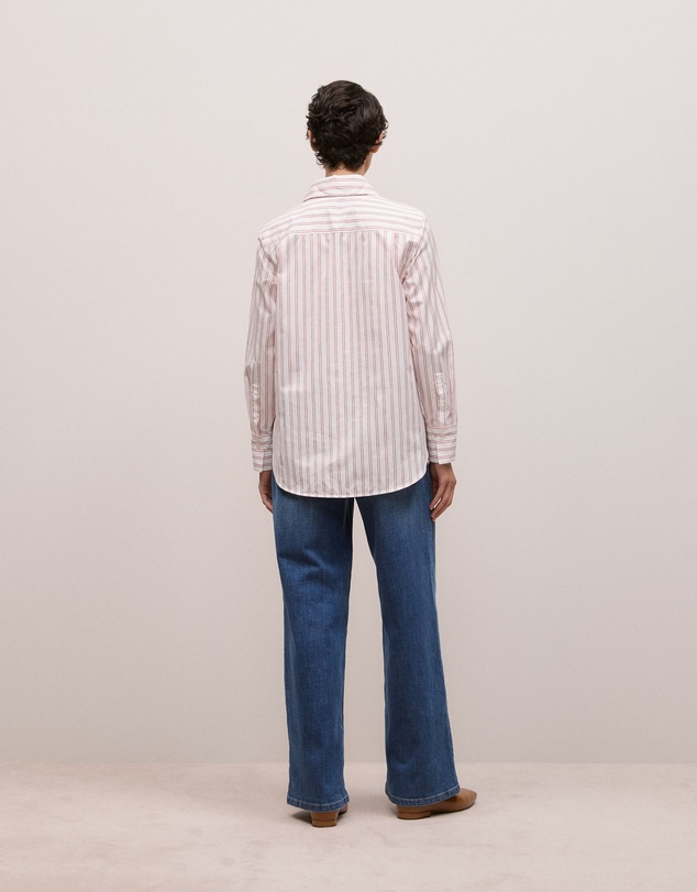 Trenery - Poplin Twin Stripe Shirt in Spice Red