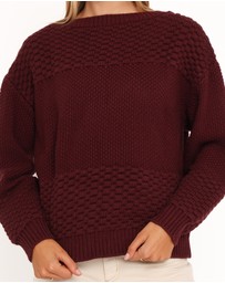 Petal & Pup - Fiora Waffle Stitch Sweater - Burgundy