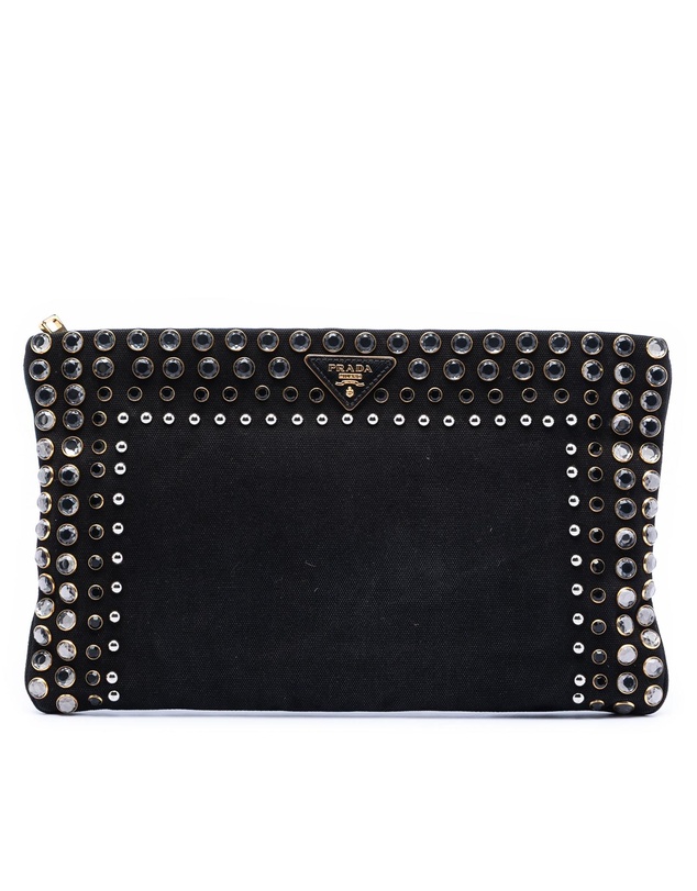 Pre-Loved by Azura Reborn - Pre-Loved Canvas Canapa Studded Vernice Clutch