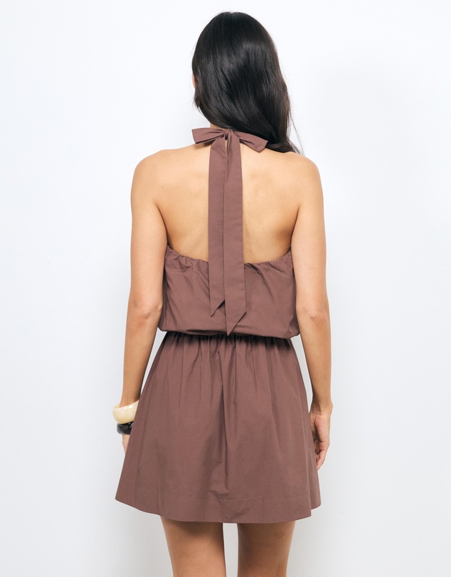 AERE - Liv Cotton Gathered Waist Mini Dress