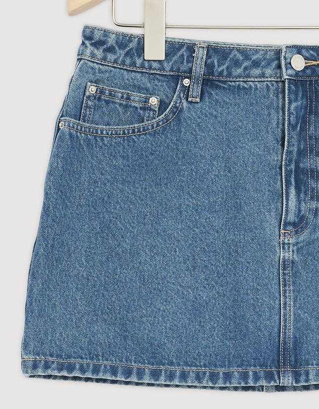 Revibe - Repaired Assembly Label Cotton Denim Womens Skirts