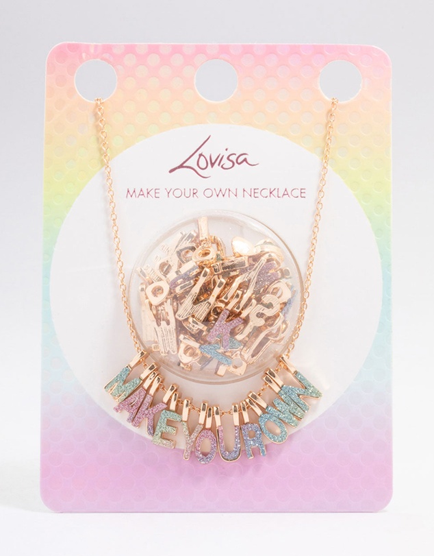 Lovisa - Kids Gold Make Your Own DIY Rainbow Glitter Charm Necklace Kit