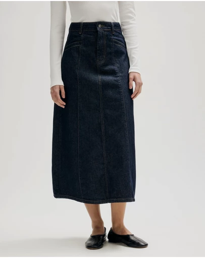 Atmos&Here - Rosa A-Line Denim Midi Skirt