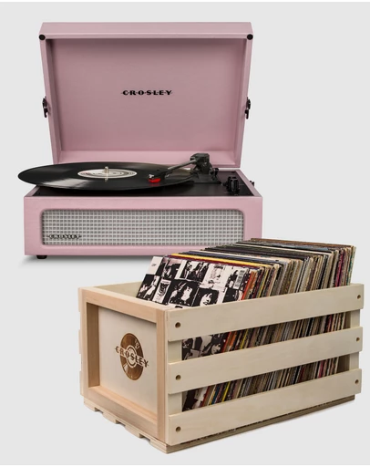 Crosley - Crosley Voyager Amethyst - Bluetooth Portable Turntable  & Record Storage Crate