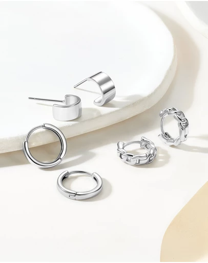 Mestige - Eterna Trio Hoops Set - Silver Plated