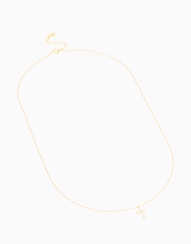 Lovisa - Gold Plated Sterling Silver Cubic Zirconia Cross Necklace