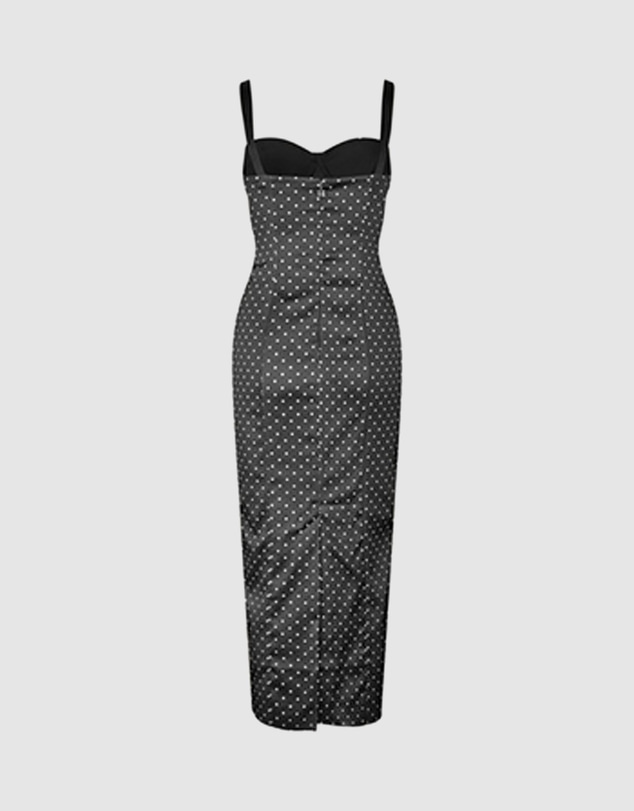 ROTATE - Satin Midi Bustier Dress