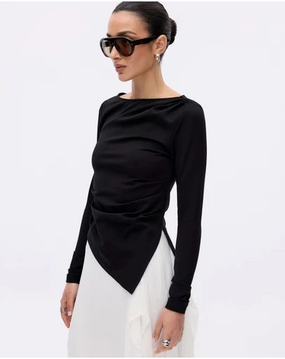 Minima Esenciales - Eliana Long Sleeve Draped T-Shirt