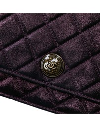 Pre-Loved by Azura Reborn - Pre-Loved Quilted Iridescent Lambskin Tartan Button Wallet On Chain