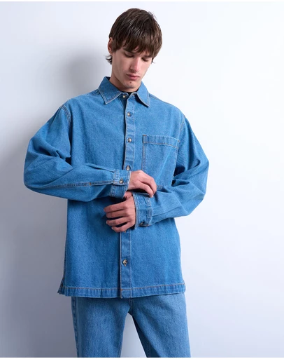 Topman - Regular Fit Denim Overshirt