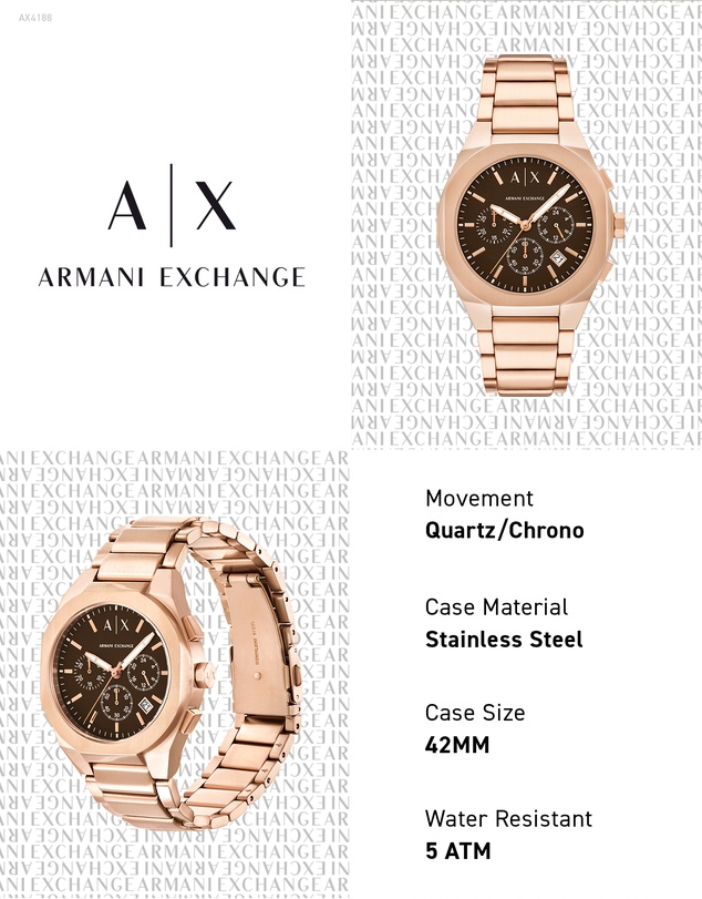 Armani Exchange - Rose Gold Analogue-Chronograph Watch