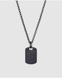 Kuzzoi - ICONIC EXCLUSIVE - Necklace Men Pendant Plate Basic Hammered in 925 sterling silver