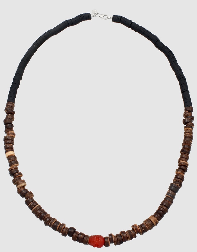 Kuzzoi - ICONIC EXCLUSIVE - Cornelian Skull Bead Necklace in 925 Silver